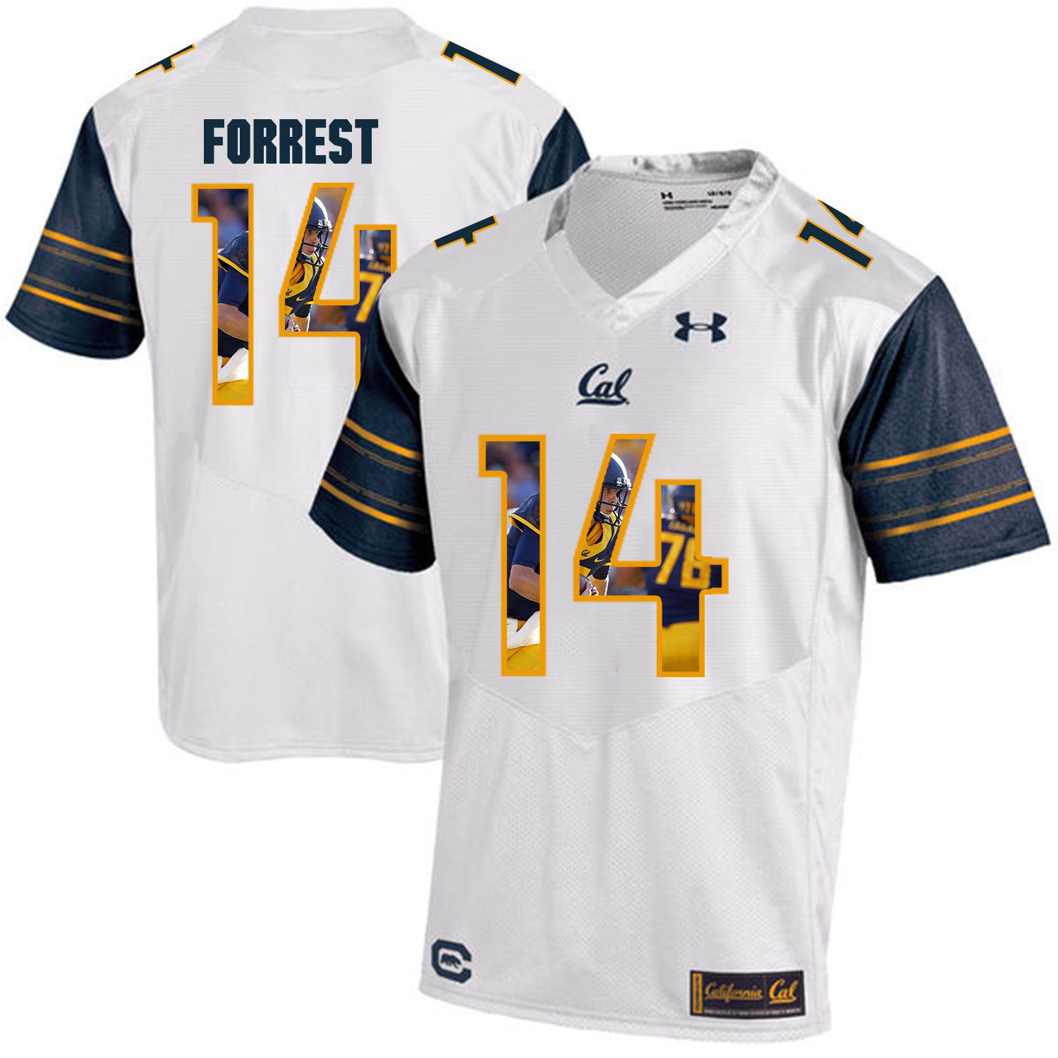 Men California Golden Bears 14 Chase Forrest White Customized NCAA Jerseys